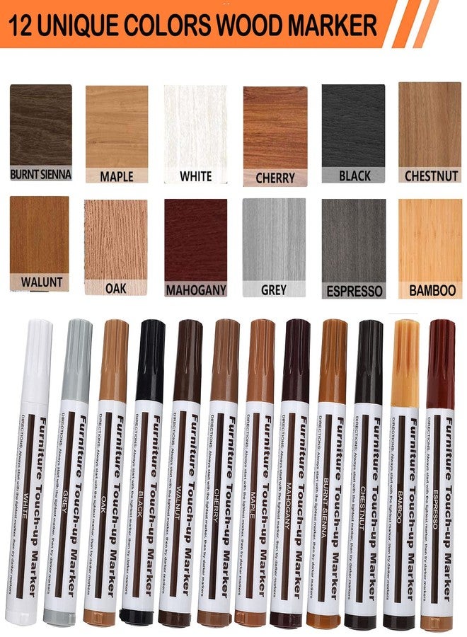 Lifreer Revolutionary Furniture Touch Up Markers, 12 Colors Wood Scratch Repair Markers Kit - Perfect for Stains, Scratches, Wood Floors, Tables, and Bedposts - Easy to Use and Long-Lasting Results! - Image 2